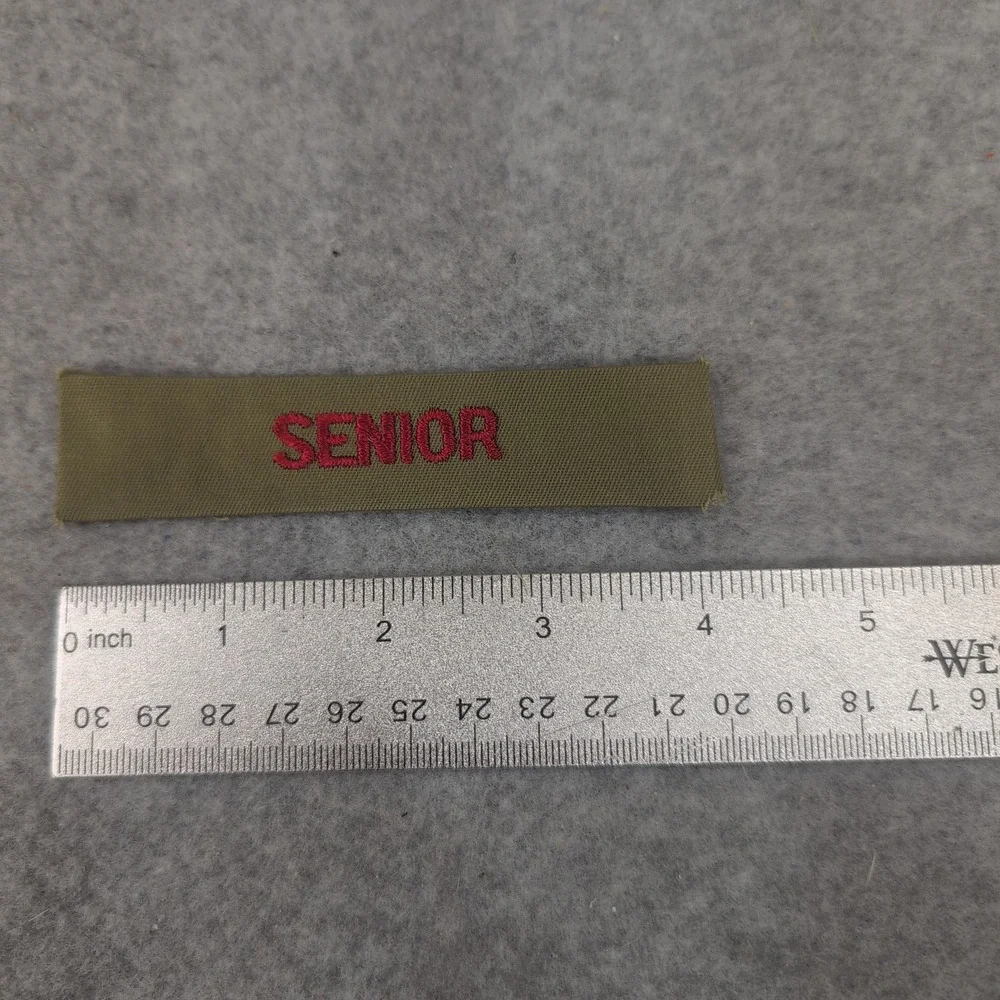 Senior Boy Scout Program Strip Heavy Green Twill with Red Embroidered Lettering - Picture 2 of 3